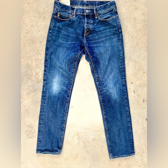 Abercrombie & Fitch Dark Skinny Jeans No Stretch Button Fly Womens 30x30 - BLUE - Picture 1 of 15
